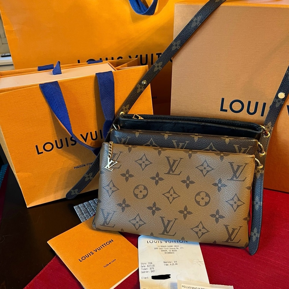 Authentic Louis Vuitton LV3 Crossbody Pouchette M45412